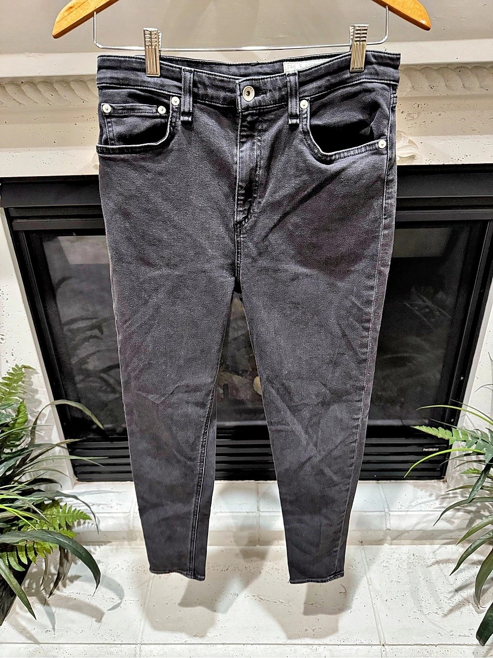 rag & bone Nina High Rise Ankle Skinny High Rise Skinny Jeans in Black
